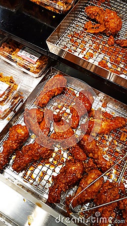 spicy fried chicken at the Aeon Mall food court Editorial Stock Photo