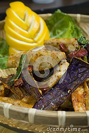 Spicy fried eggplant 2 Stock Photo