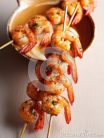 Spicy fried shrimps Stock Photo