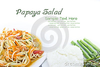 Spicy green papaya salad Stock Photo