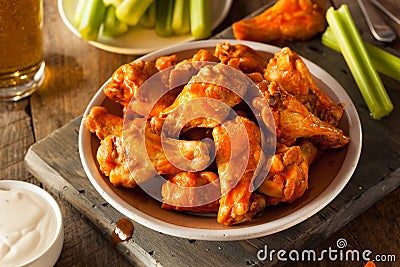 Spicy Homemade Buffalo Wings Stock Photo