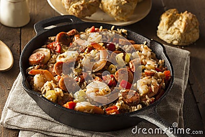 Spicy Homemade Cajun Jambalaya Stock Photo