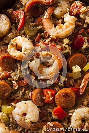 Spicy Homemade Cajun Jambalaya Stock Photo