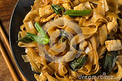 Spicy Homemade Thai Drunken Noodles Stock Photo