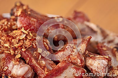 Spicy hot grilled spare ribs from a summer BBQ Stock Photo