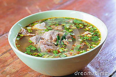 Spicy Hot and Sour Soup with Beef Stock Photo