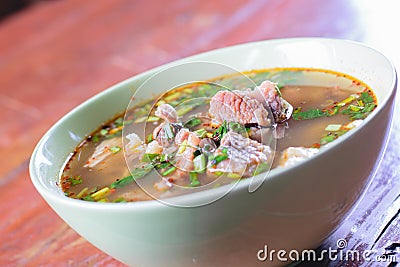 Spicy Hot and Sour Soup with Beef Stock Photo