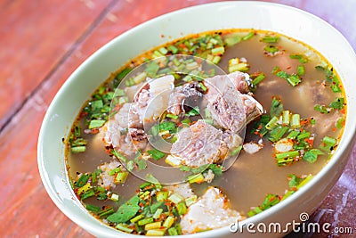 Spicy Hot and Sour Soup with Beef Stock Photo