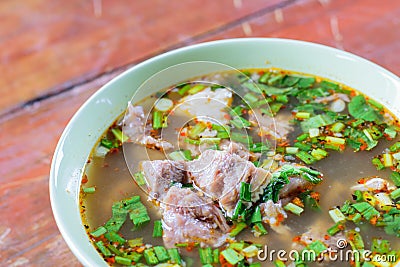 Spicy Hot and Sour Soup with Beef Stock Photo