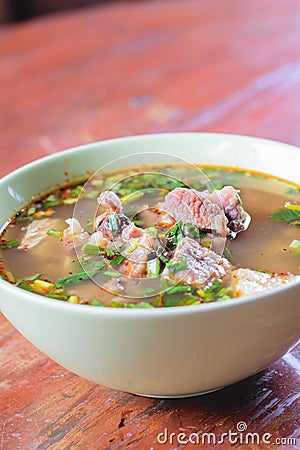 Spicy Hot and Sour Soup with Beef Stock Photo