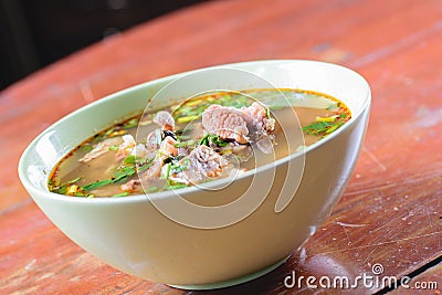 Spicy Hot and Sour Soup with Beef Stock Photo