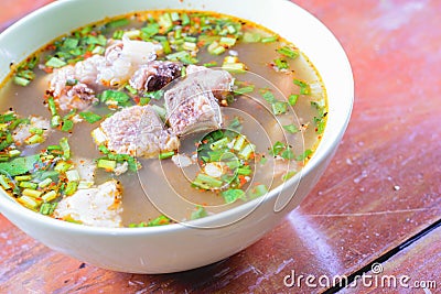 Spicy Hot and Sour Soup with Beef Stock Photo