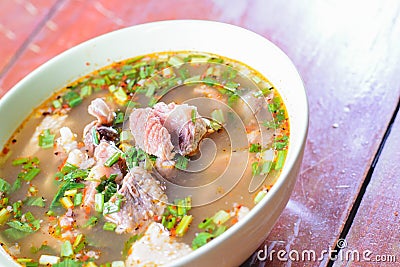 Spicy Hot and Sour Soup with Beef Stock Photo