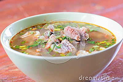 Spicy Hot and Sour Soup with Beef Stock Photo