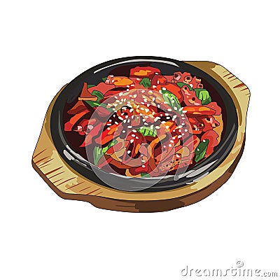 spicy hotplate meal. Vector illustration decorative design Vector Illustration