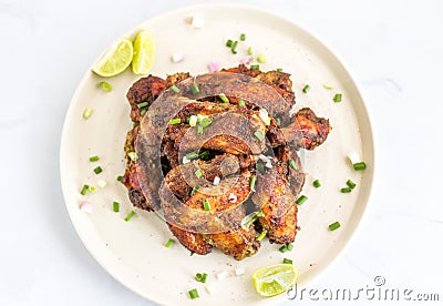 Spicy Jamaican Jerk Chicken Wings Top View Photo Stock Photo