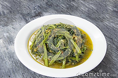 Spicy Kangkong Vegetables Stir Fry Stock Photo