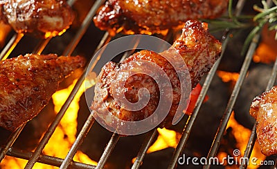 Spicy marinated chicken drumsticks Stock Photo