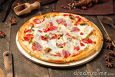 Spicy mexicano pizza with jalapenos Stock Photo