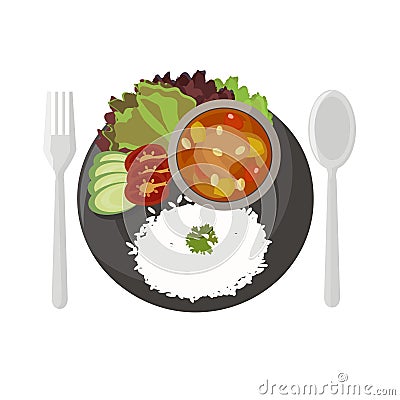 thai food Spicy Muslim curry Vector Illustration