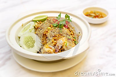 Spicy prawn chinese fried rice Stock Photo