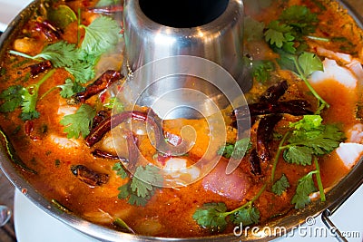 Spicy prawn soup Stock Photo