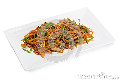 Spicy salad heh beef meat and carrots Stock Photo