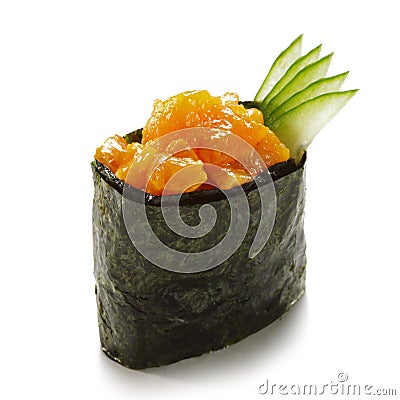 Spicy Salmon Gunkan Stock Photo