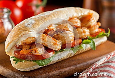 Spicy Shrimp Sandwich Stock Photo