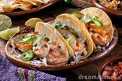 Spicy Shrimp Tacos Stock Photo