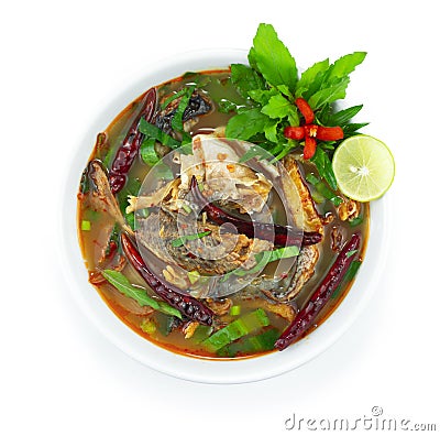 Spicy Smoked Fish Soup Sour And Spices Taste Thai Food Stock Photo