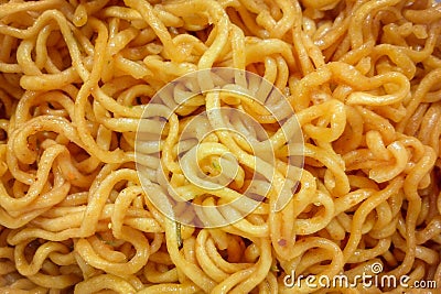 Spicy Tasty Instant Noodle In Top View Stock Photo