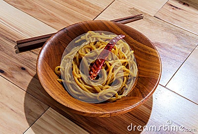 Thai Peanut Butter Lo Mein Stock Photo