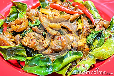 Spicy Thai style wild boar Stock Photo