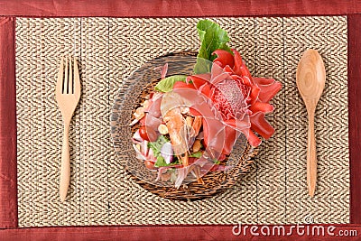 Spicy Torch Ginger flower salad. Stock Photo