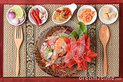 Spicy Torch Ginger flower salad. Stock Photo