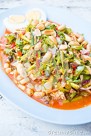 Spicy winged bean salad Stock Photo