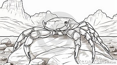 Ambient Occlusion Spider Drawing On Rocks: Detailed Shading And Hand-drawn Animation Stock Photo