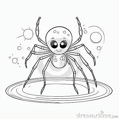 Spider Cub and Play: Interactive 3D Coloring Delights for Children Stock Photo