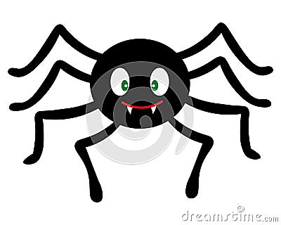 Spider. Cute toothy. Silhouette. Vector illustration. A clever hunter. Isolated white background. Halloween symbol. Flat style. Vector Illustration