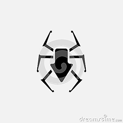 Spider down icon logo design silhouette vector Vector Illustration