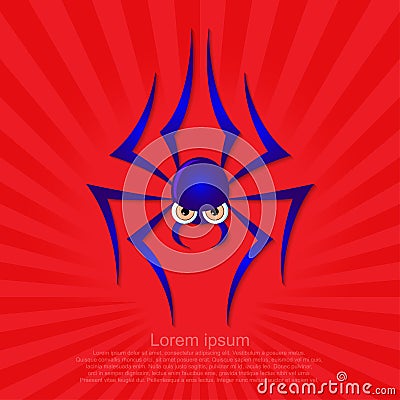 Spider graphic on a red background. Vector Illustration