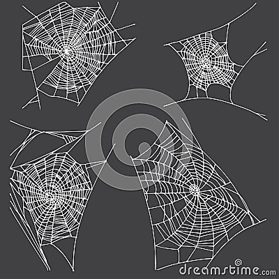 Spider hand drawn net set. Vector Illustration