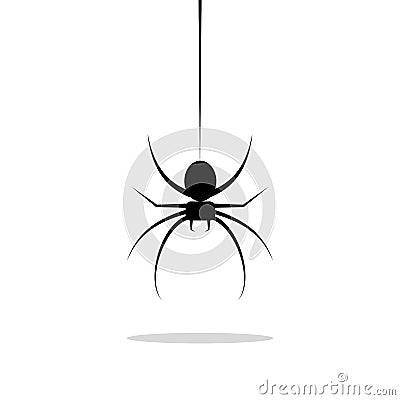 Spider hanging on cobweb. Halloween character. Vector illustration Vector Illustration