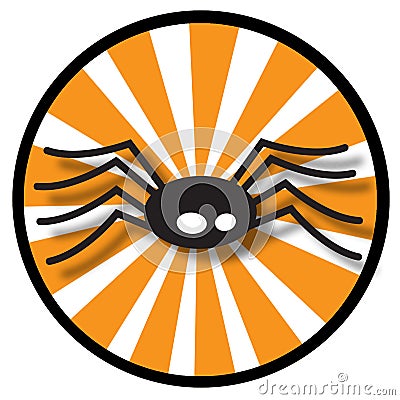 Spider icon with orange rays Stock Photo