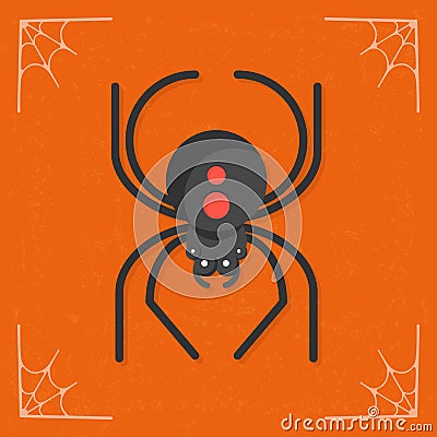 Creepy black spider vector halloween illustration Vector Illustration