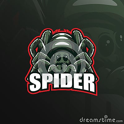 Spider mascot logo design vector with modern illustration concept style for badge, emblem and t shirt printing. spider Vector Illustration