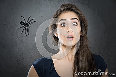 Spider phobia Stock Photo