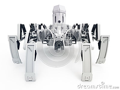 Spider robot using Jansen mechanism and Klann mechanism FRONT VIEW Cartoon Illustration