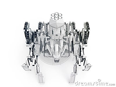 Spider robot using Jansen mechanism and Klann mechanism TOP VIEW Cartoon Illustration